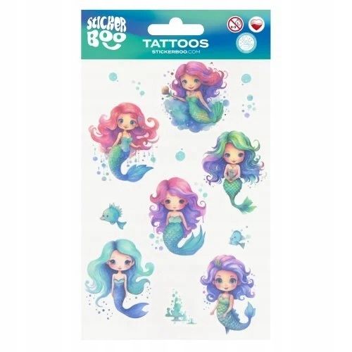 Tatuaż Zmywalny Syrena 10x18 cm STICKER BOO