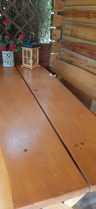 Meble ogrodowe stół i 2 ławy z 4 cm drewna