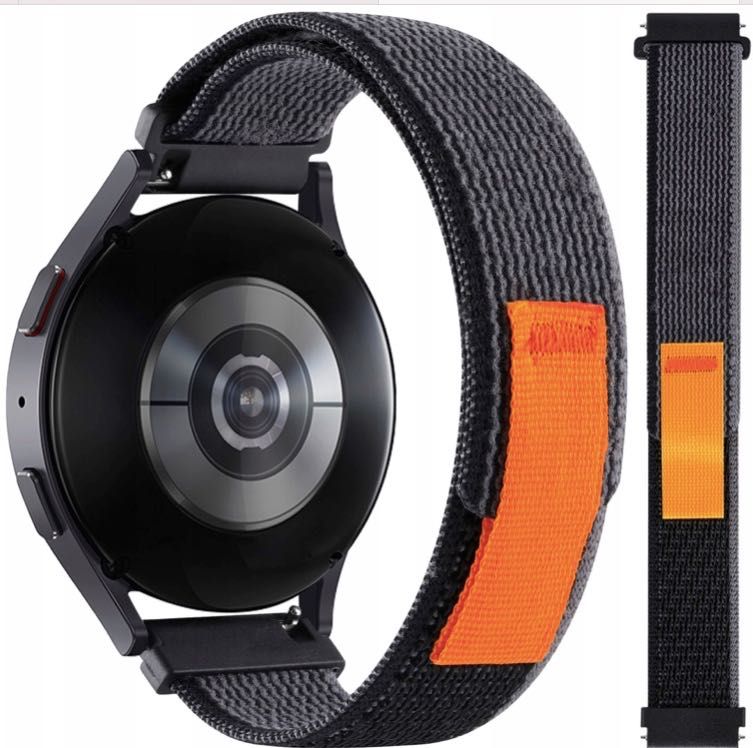 Pasek Strap Trend do Samsung Huawei Amazfit, 20mm Czarno Pomarańczowy