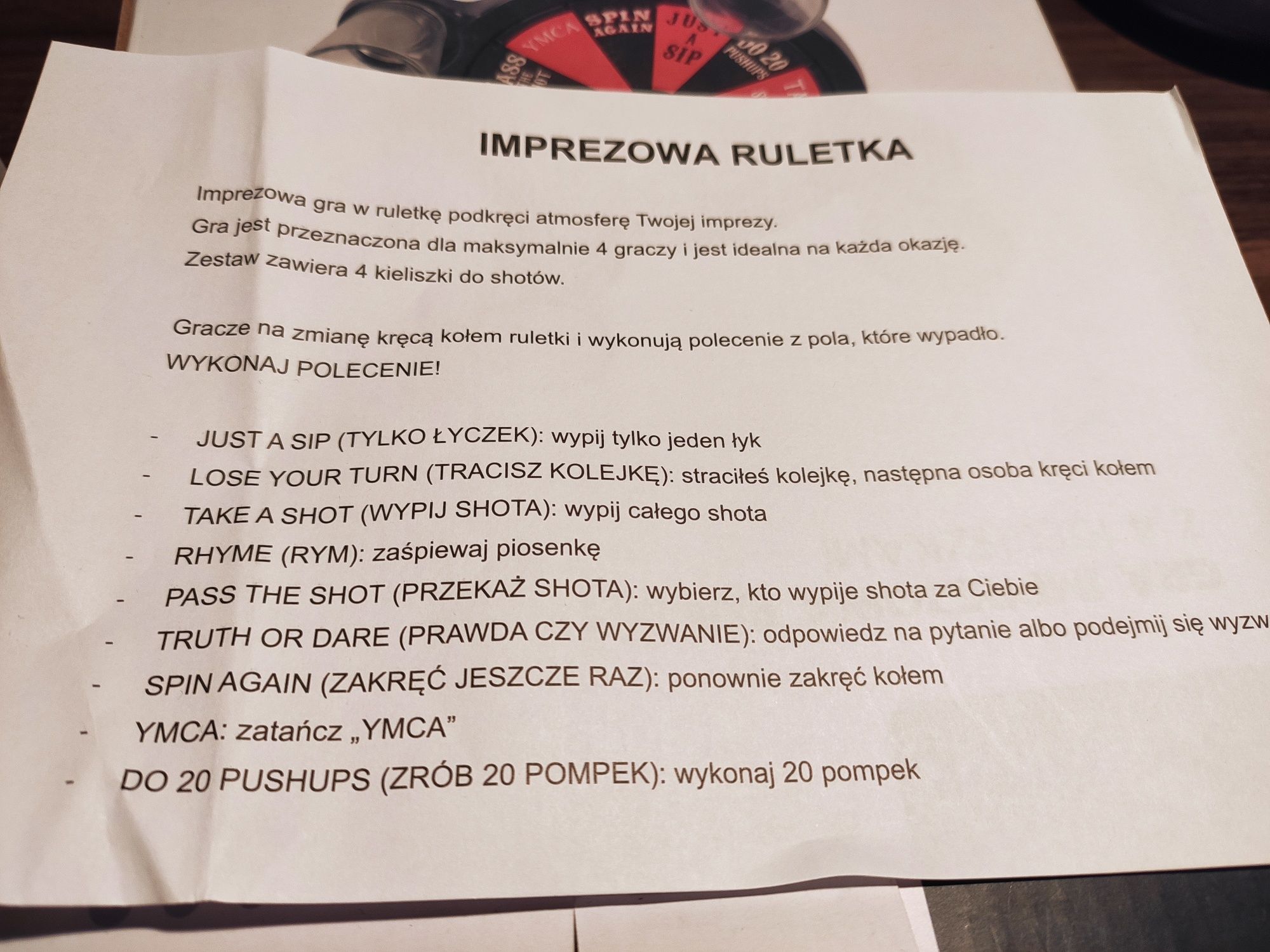 Imprezowa ruletka - gra