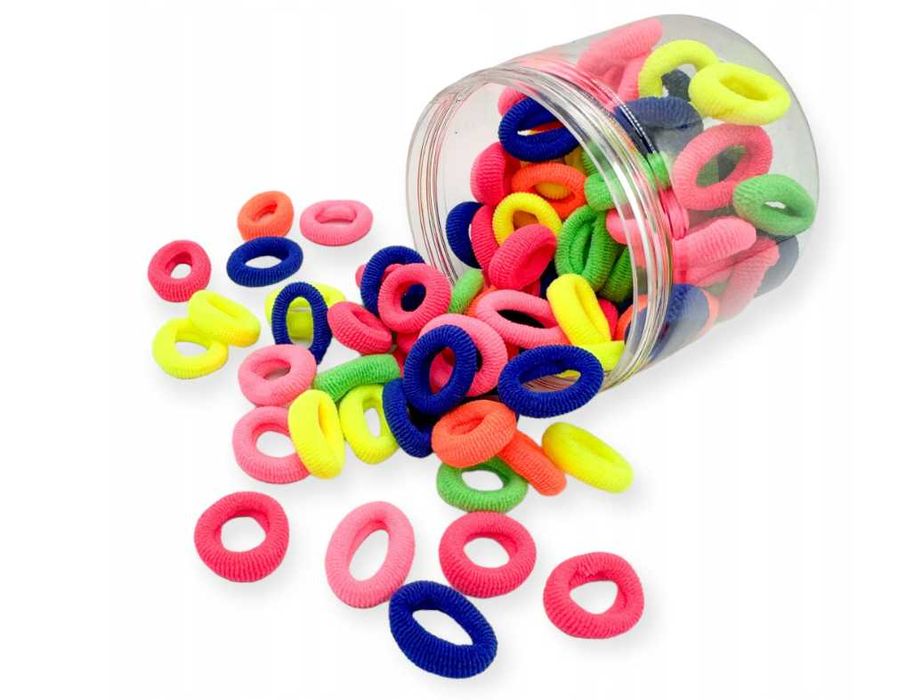 Gumki do włosów FROTKI kolorowe 100 SZT + pudełko MBM5
