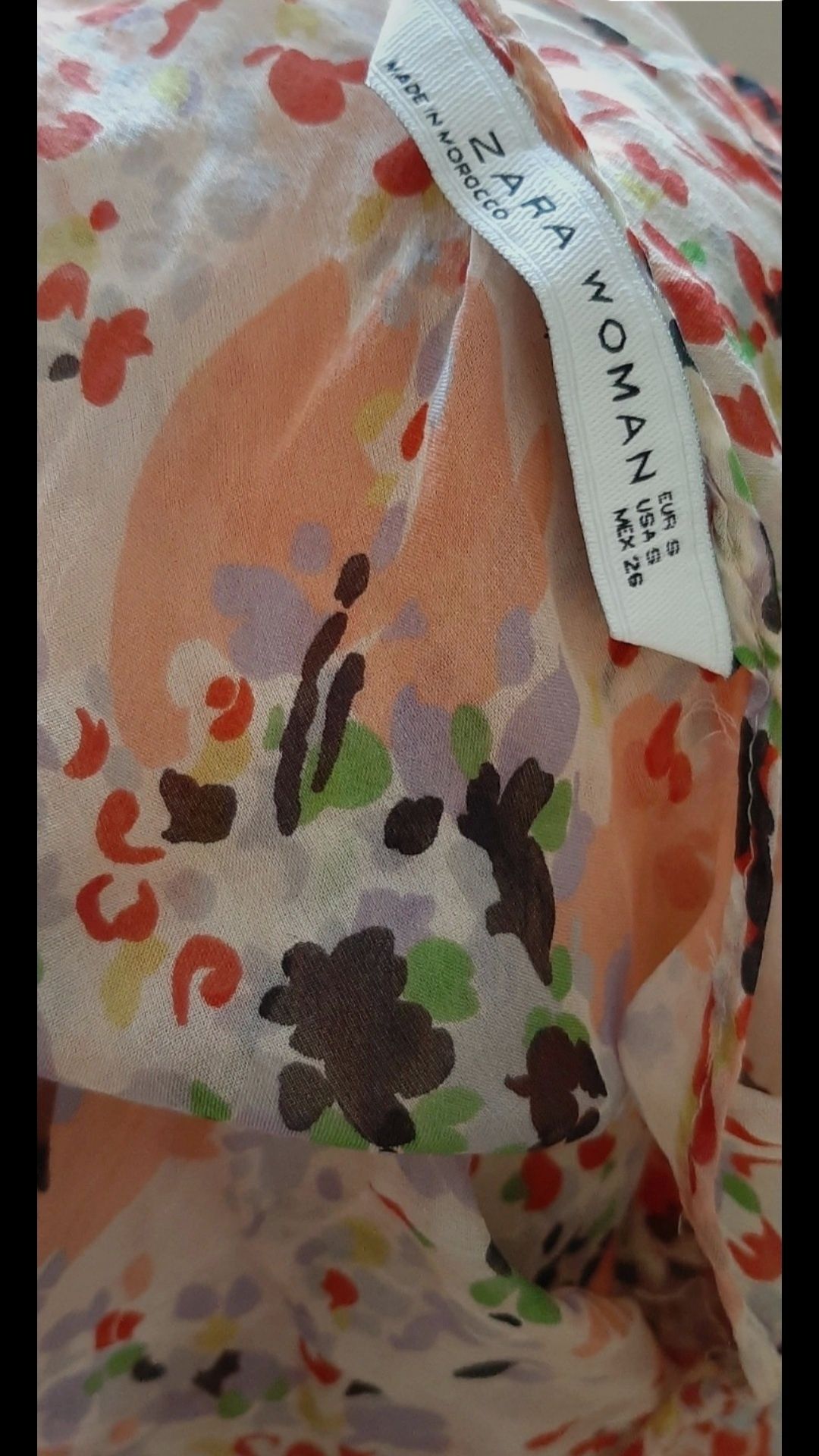 Zara Woman jedwabna zwiewna letnia sexi bluzka jak obraz z kwiatów