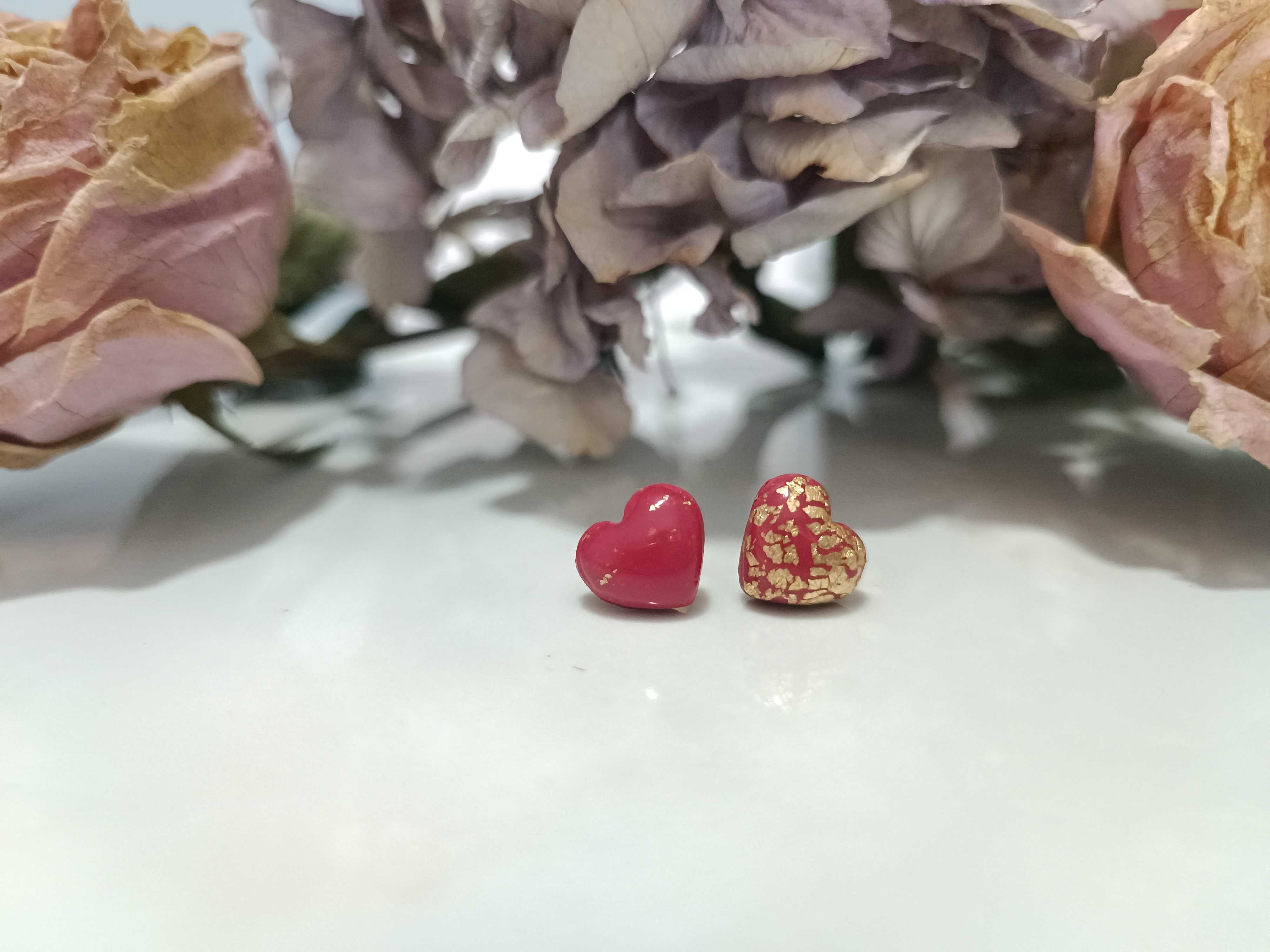 Kolczyki z gliny polimerowej "Asymetryczne serca", handmade