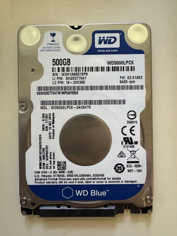 Жорсткі диск WD Blue 2.5, 500gb та SSD 1Tb., гарний стан.