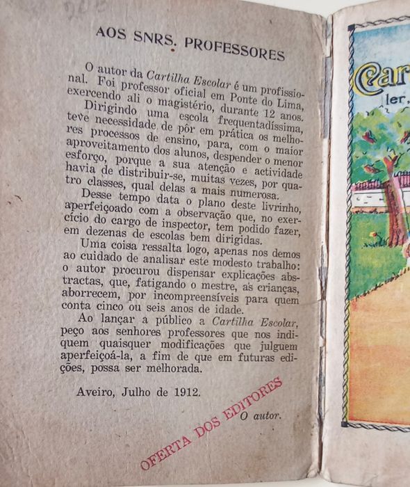 Cartilha escolar da Lello, de 1912. PORTES GRÁTIS.
