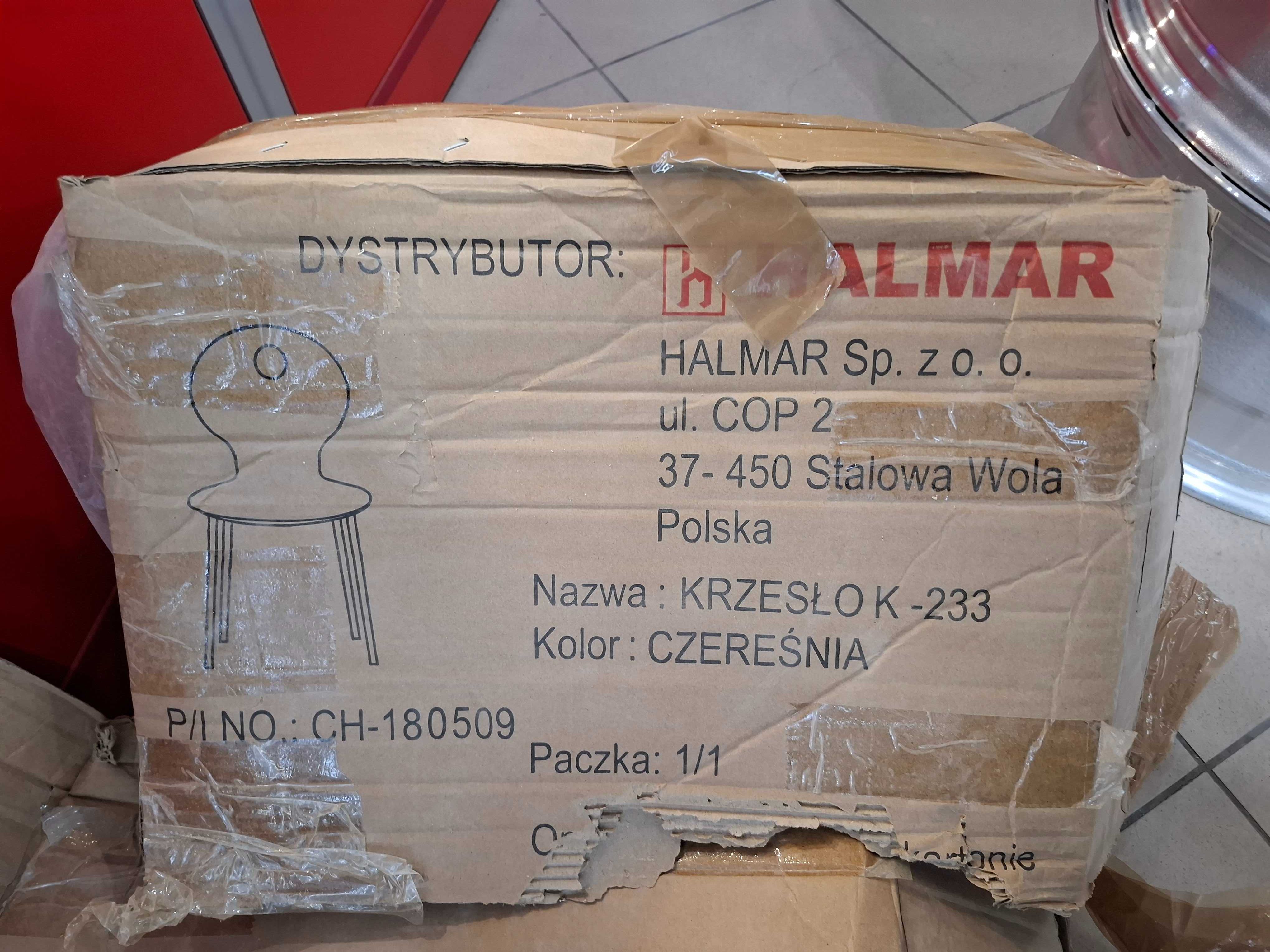 NOWE krzesło K233 Halmar czereśnia z wyprofilowanym siedziskiem drewno