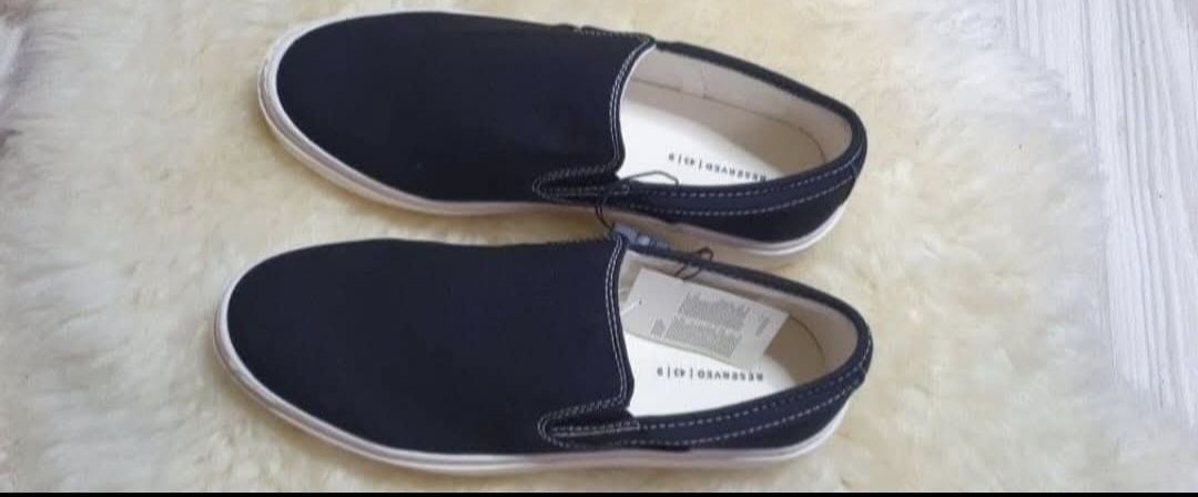 Mokasyny męskie 42 Buty czarne Reserved 100 % Bawelna Nowe