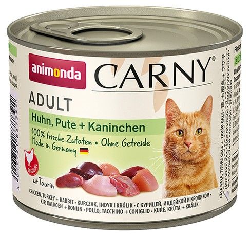Karma wysokomięsna dla kotów - Animonda Kurczak + Indyk + Królik 200g