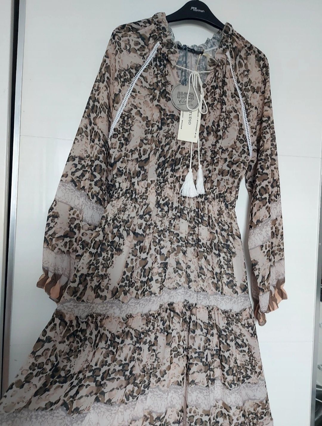 Włoska wzorzysta długa sukienka boho r.Uniwersalny