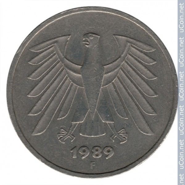 5 марок 5 mark 1989 deutsche mark німеччина