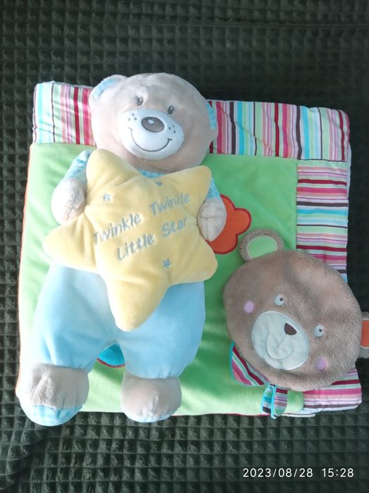 М'який теплий розвиваючий килимок з великим ведмедиком і