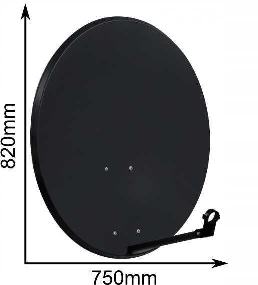 Antena satelitarna do odbioru TV z satelity o średnicy 80 cm .