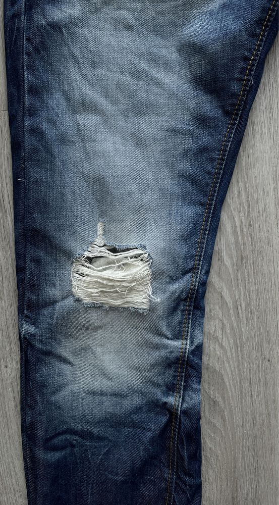 Vintage Fisbhone Niebieskie Y2K Jeansy spodnie przetarcia distressed