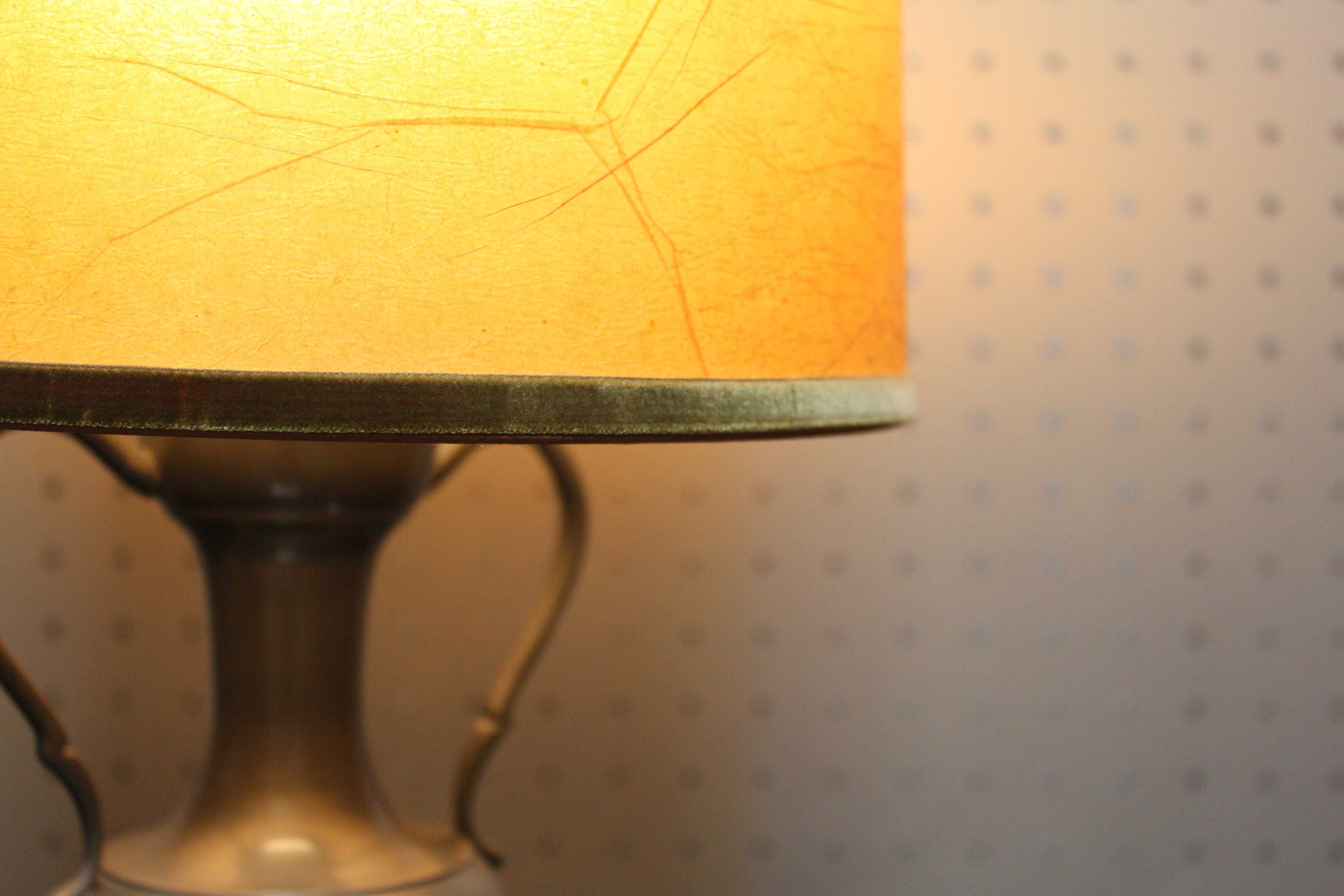 Lampa stojąca, nocna, metalowa, designerska, skórzany abażur, vintage.