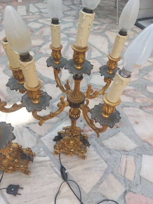 Candeeiros de mesa estilo candelabro 5 lâmpadas