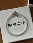 Nowa srebrna bransoletka Pandora zapięcie złote serce