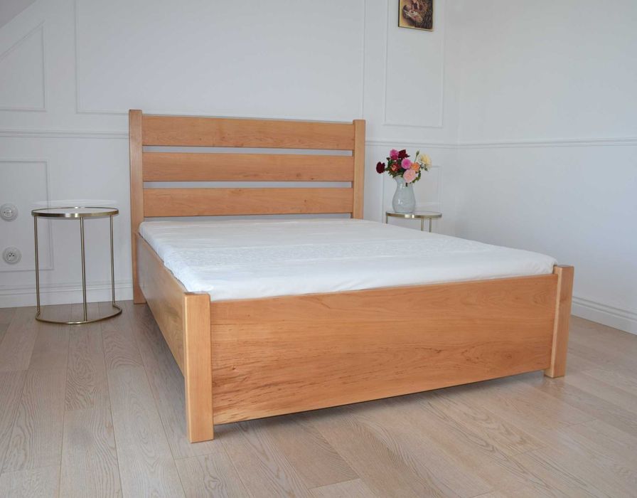 Łóżko drewniane dwuosobowe.  łóżko do sypialni podwójne Aries