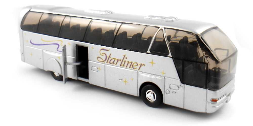 Autobus Neoplan Starliner WELLY 1:64 srebrny