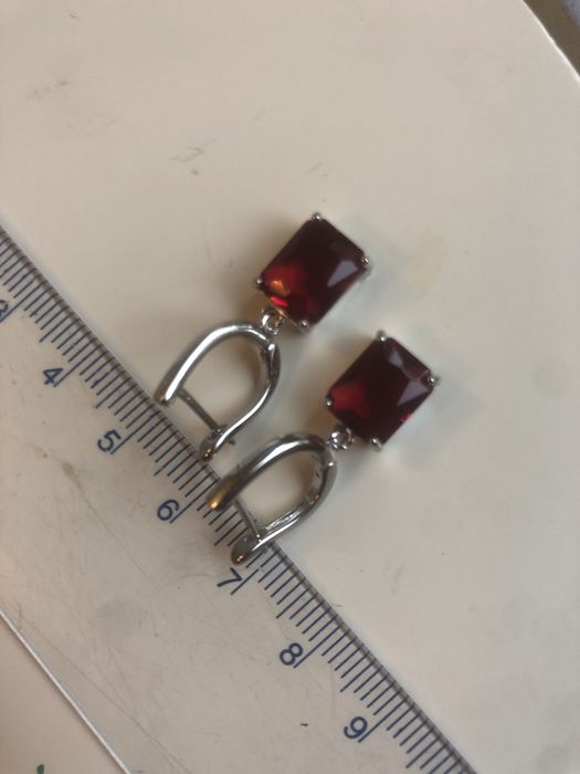 Kolczyki nano rubiny szlifu emerald 8mm x6