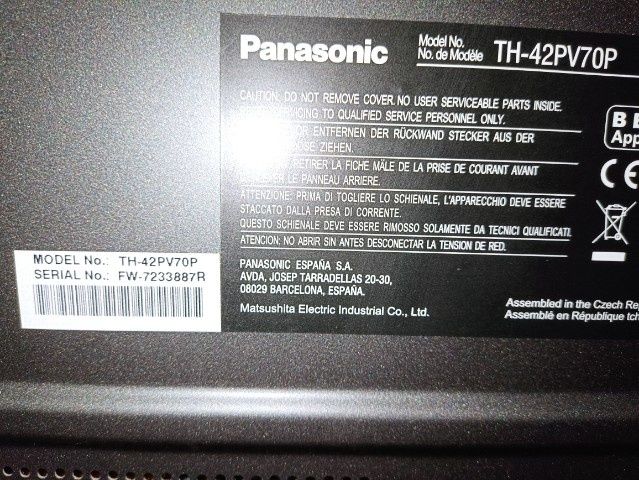 Telewizor panasonicTelewizor 42" plazmowy Panasonic  TH-42PV70PA