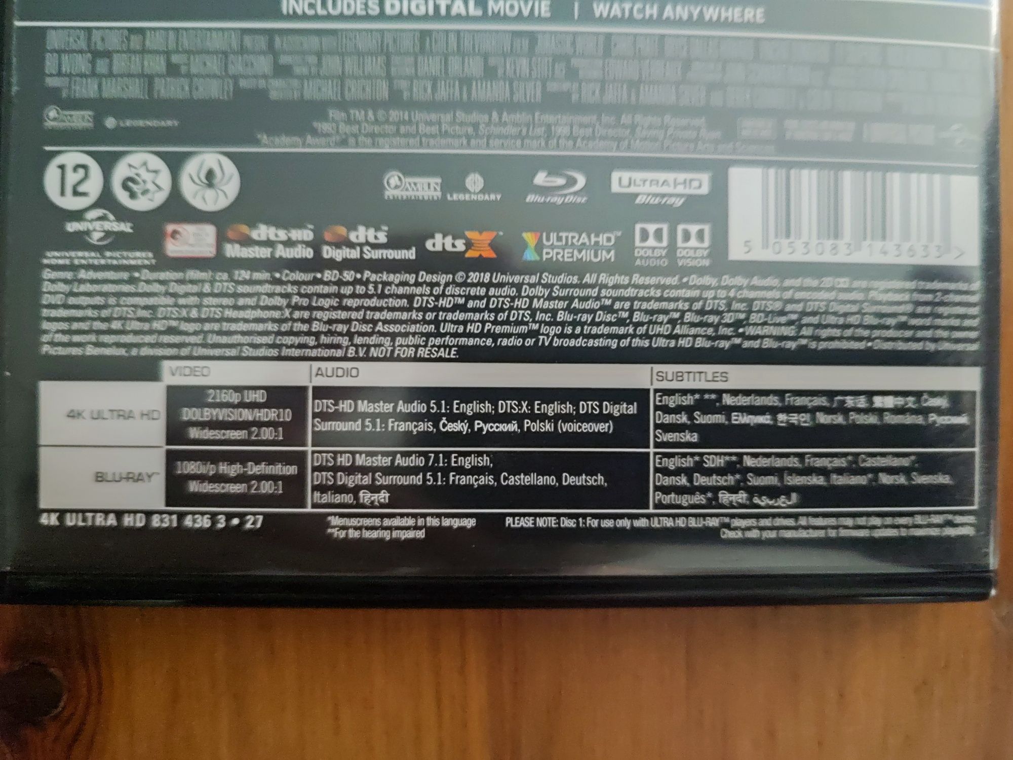 Jurassic World (Chris Pratt) 4K Ultra HD blu-ray Lektor Pl