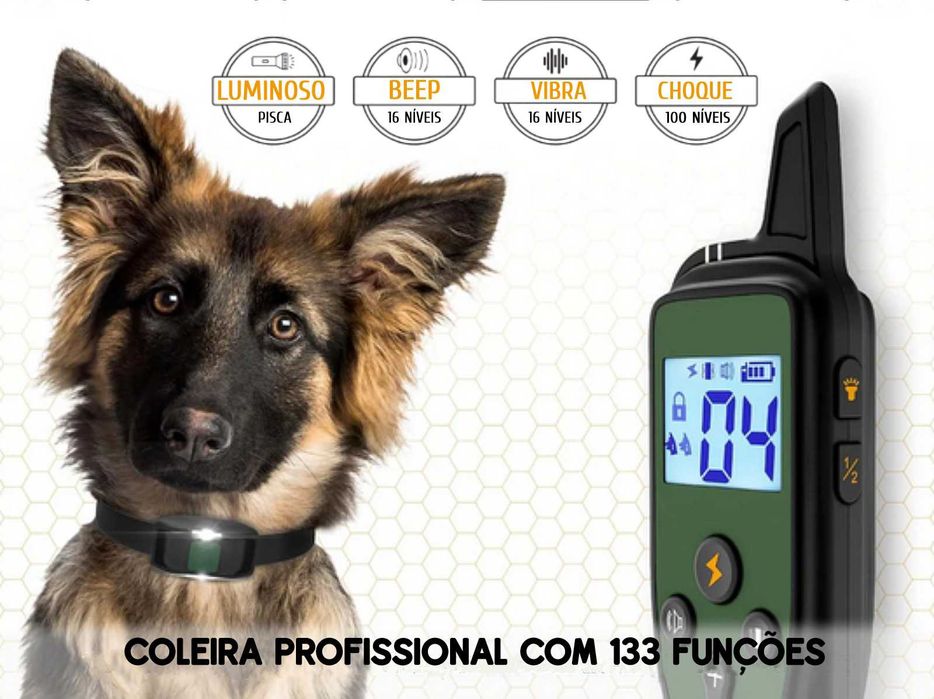 Coleira adestramento à distância para 2 cães alcance de 1000 metros