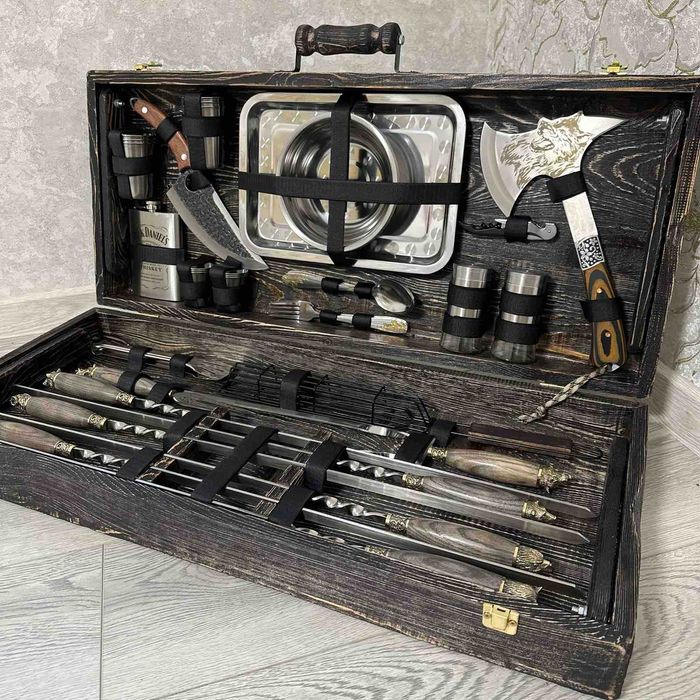 Премиум подарки на праздники - Набор шампуров в кейсе, подарок мужчине