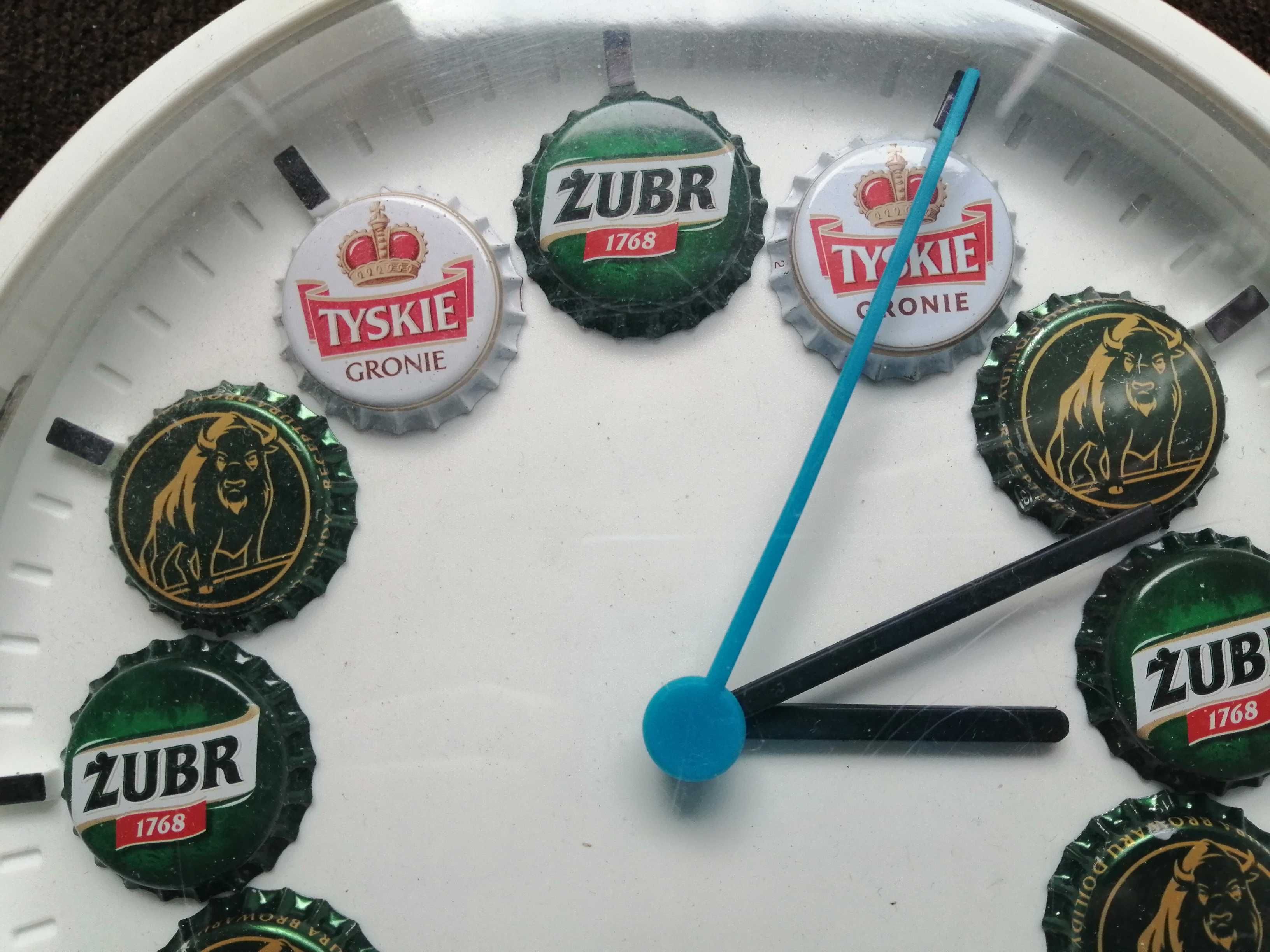 Zegar Zubr Tyskie piwo bier kapsle reklama piwna Browar Tychy
