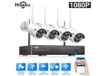 Kit CCTV WiFi videovigilância 8CH 4 câmaras 1080p impermeável wireless
