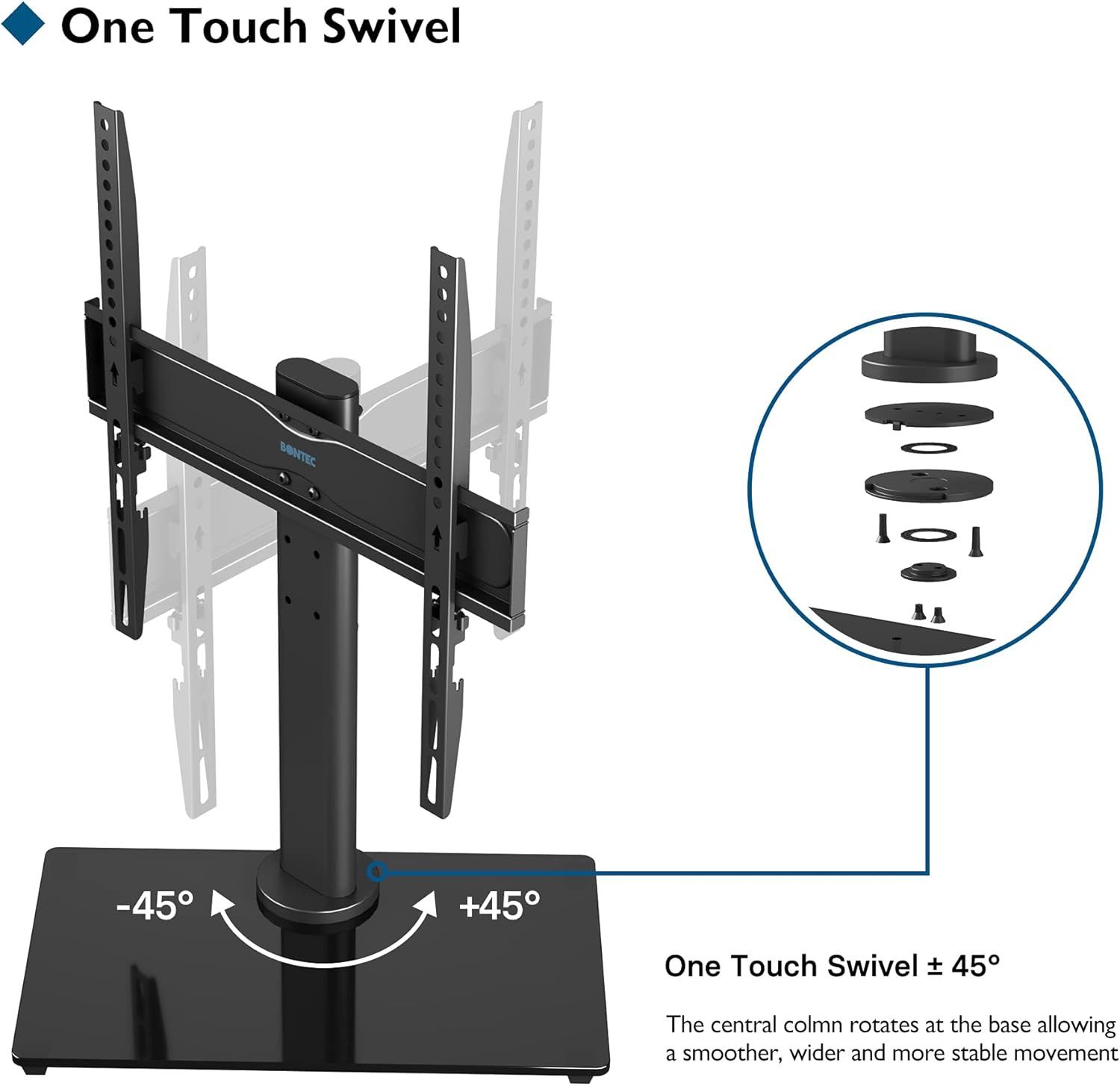 Suporte TV para mesa p ecrã de 26 a 55 pol max 40kg