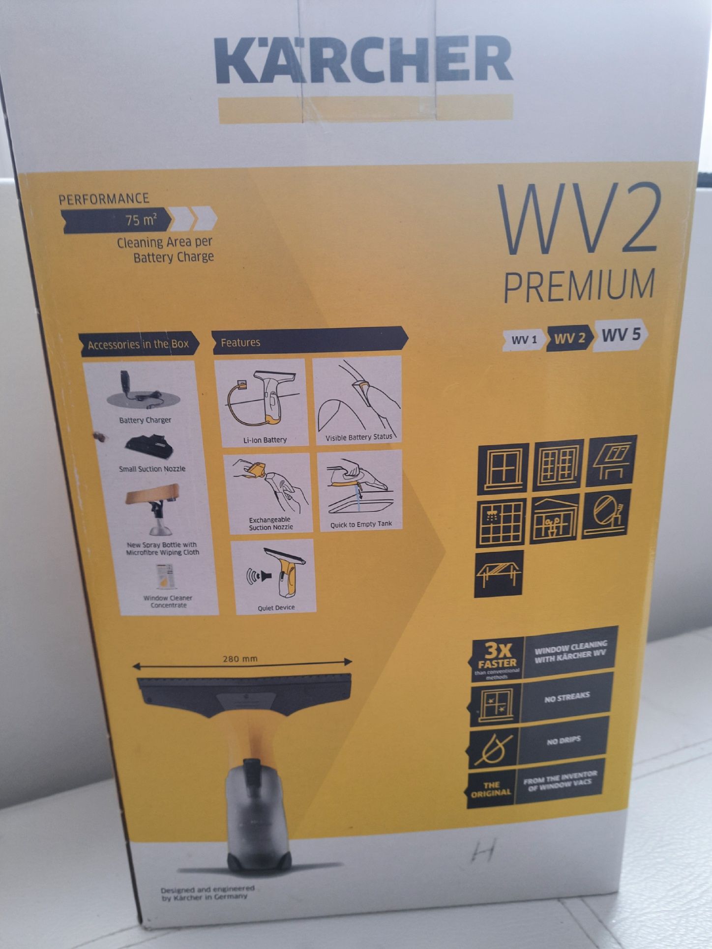 Аккумуляторный Пылесос для окон Karcher WV 2 Premium Новый