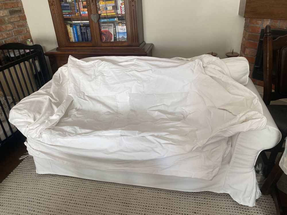 Biały Pokrowiec na sofę ektorp ikea 2 osobowa
