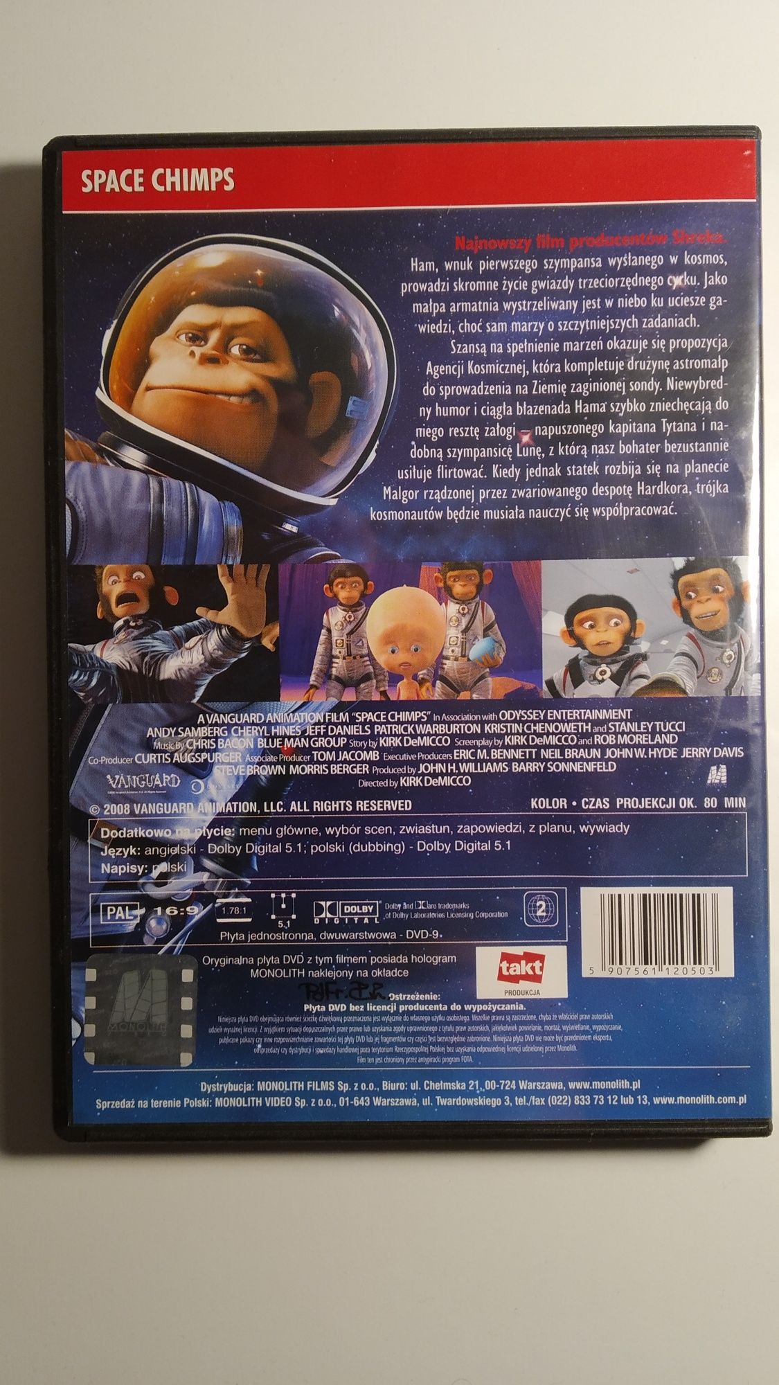 Małpy w kosmosie bajka twórców Shreka na DVD nieziemski odlot