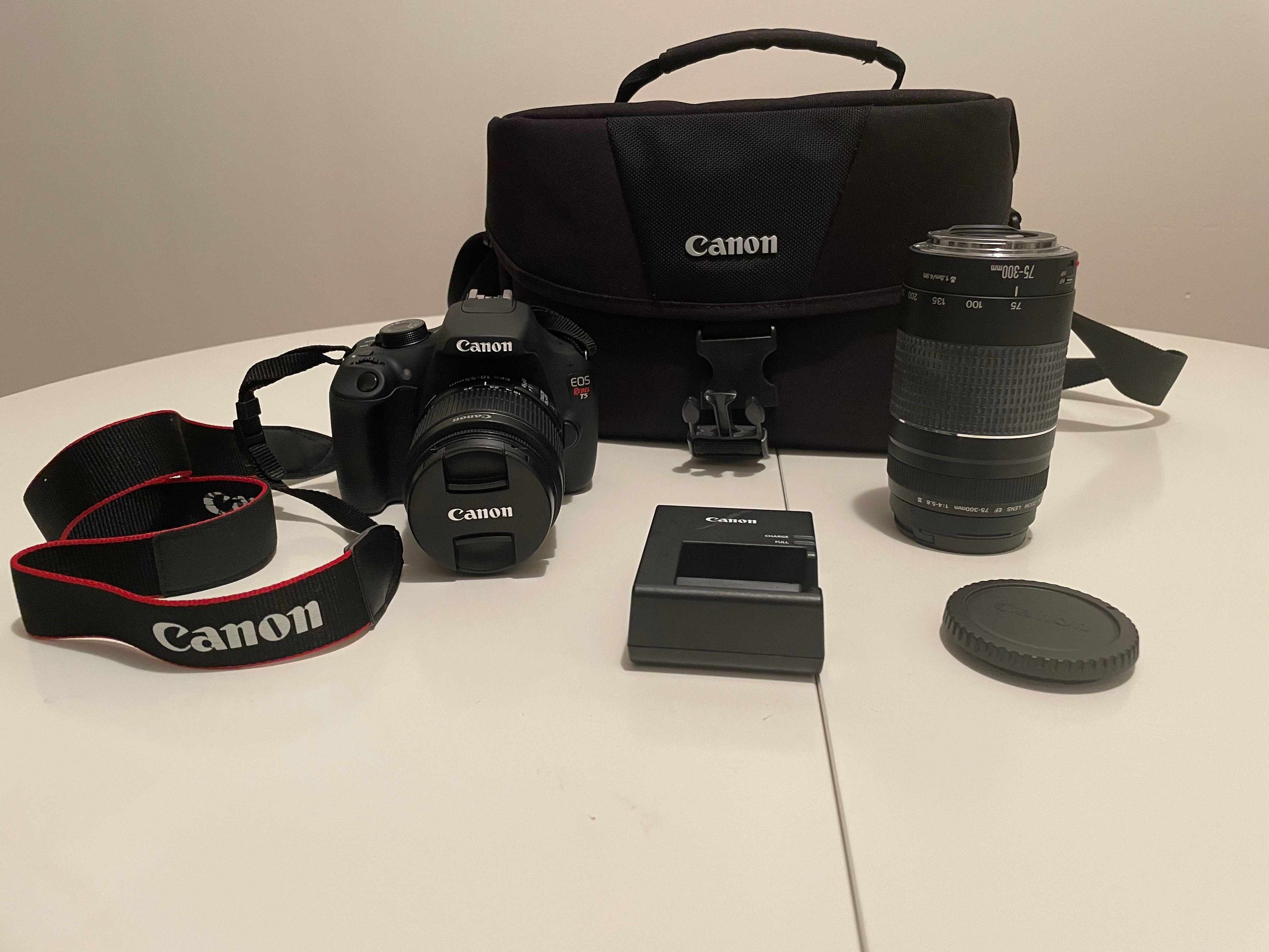 Canon EOS rebel t5 + lente 18-55 mm + lente 75-300 mm