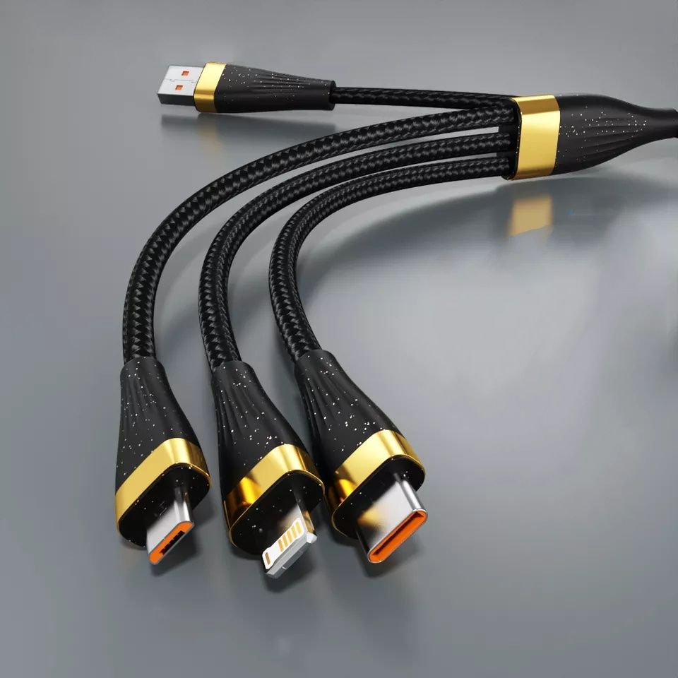 Кабель 3 в 1 швидка зарядка micro usb type c lightning