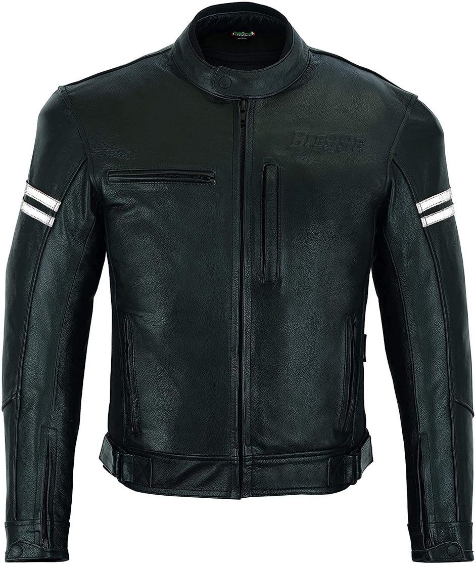 Jaqueta masculina de couro para motocicleta BI ESSE, jaqueta vintage,