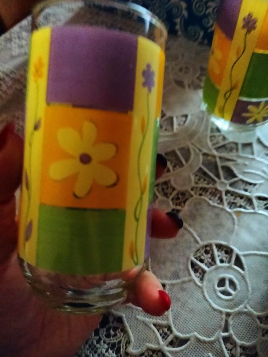 Zestaw 6 szklanek w kwiaty