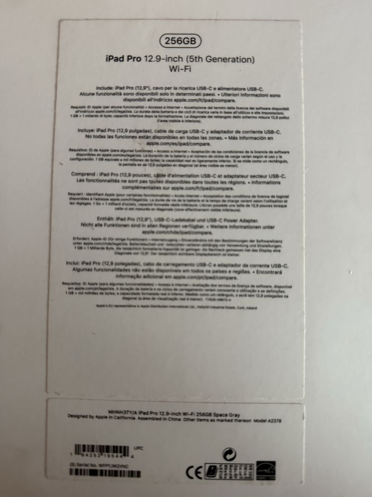Ipad 12.9 pro(5ª geracao) 256gb