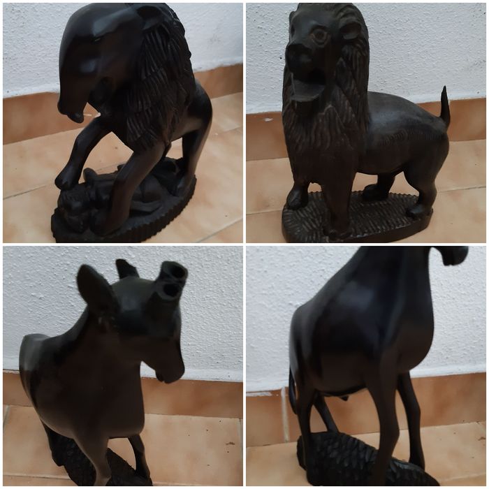 Estatuetas africanas/conjunto utensílios lareira/antiguidades