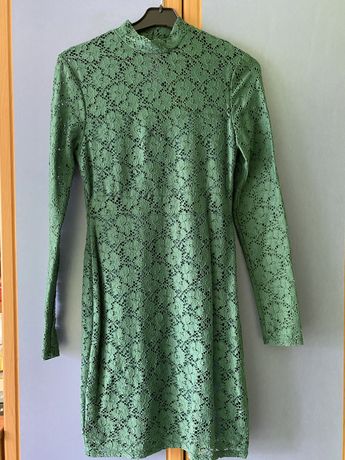 Koronkowa sukienka butelkowa zieleń S