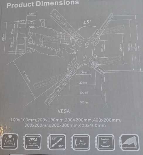 Кріплення для телевізора 32"-55" Кронштейн для тв Model-YX-Z400