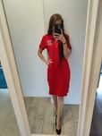 Bawełniana sukienka dresowa czerwona z kołnierzykiem sukienka S/M