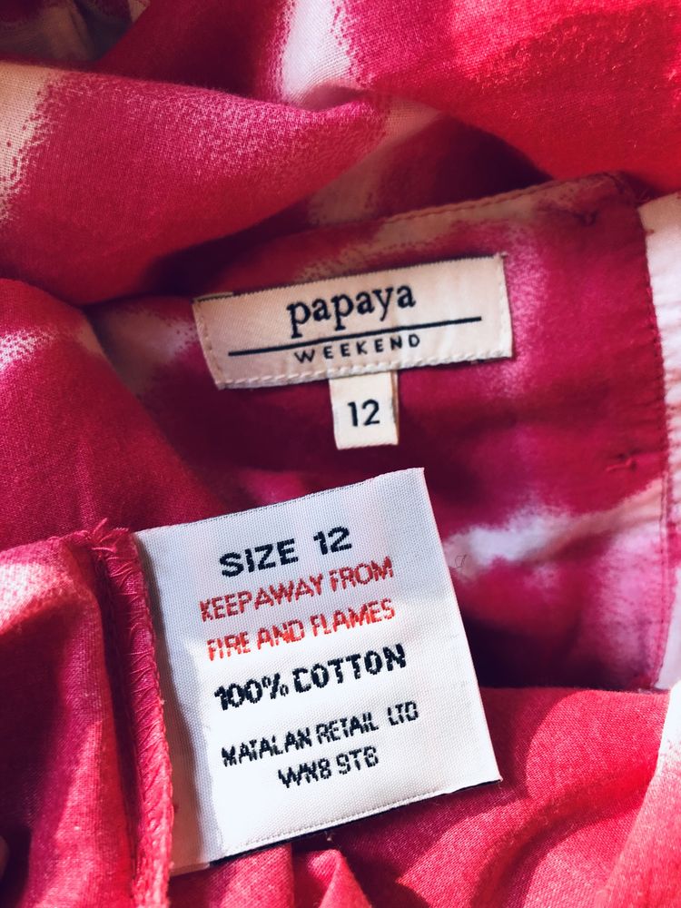 38. M/L różowa/czerwona maxi sukienka na ramiączkach Papaya, bawełna