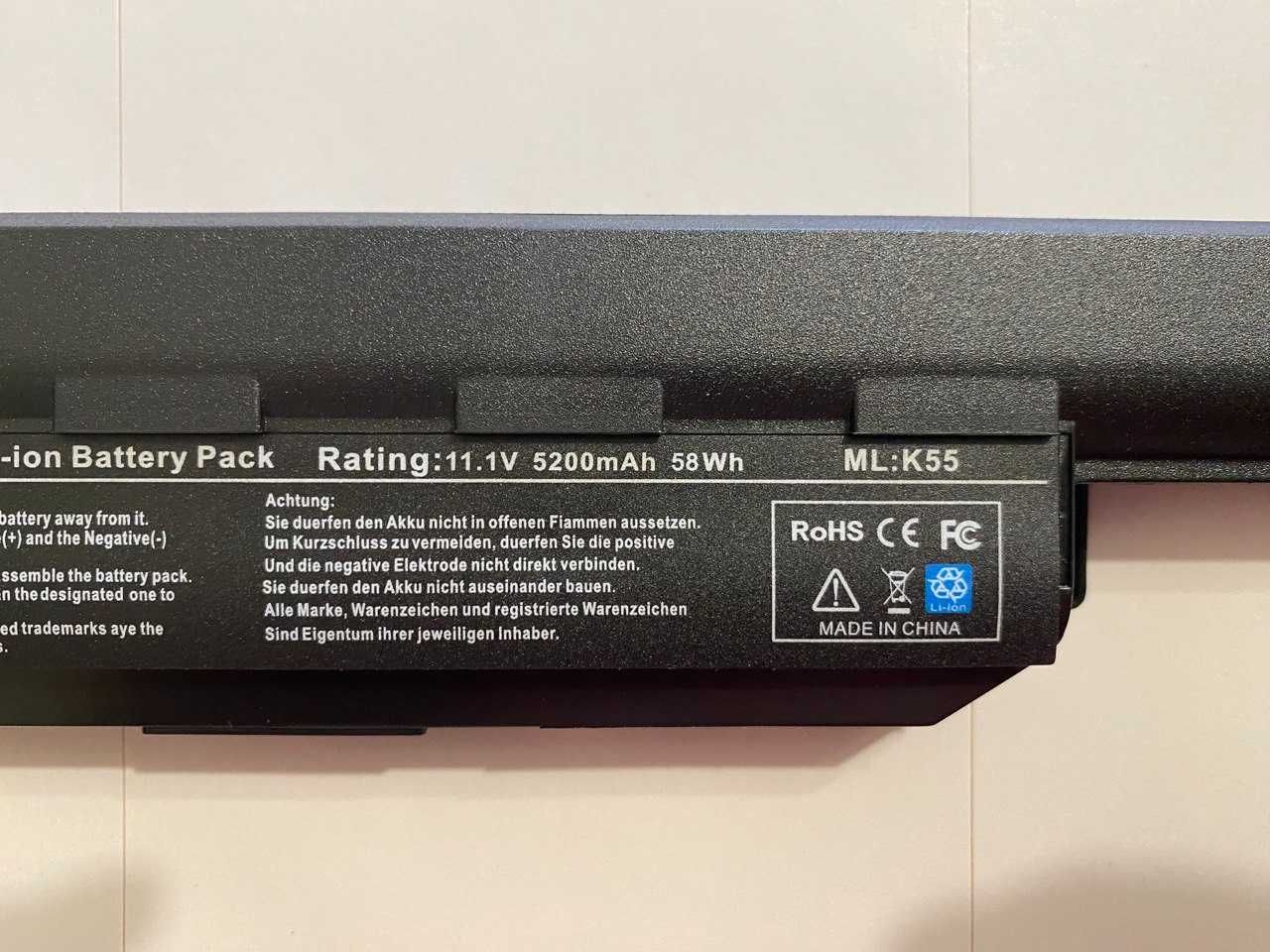 Посилений акумулятор Asus A32-K55 11.1 V 5200 mAh 58 Wh