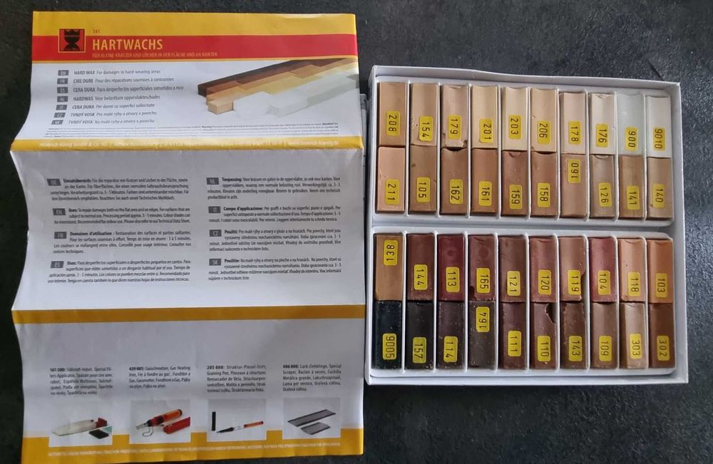 Zestaw Hartwachs - twardy wosk do naprawy mebli i drewna