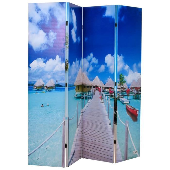 Vidaxl Składany Parawan, 160X170 Cm, Motyw Plaży