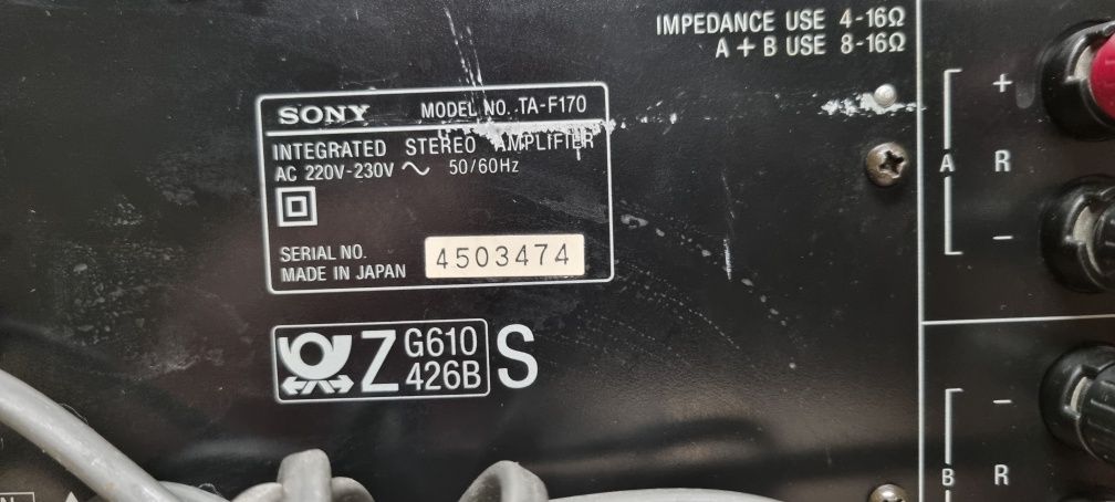 Wzmacniacz SONY F-170 . Stereo.  Japan