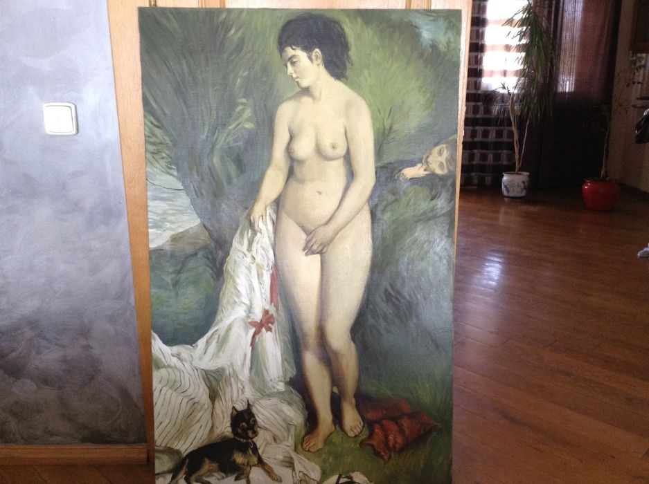 антиквариат репродукции картин холст масло "Лиза на берегу Сены"