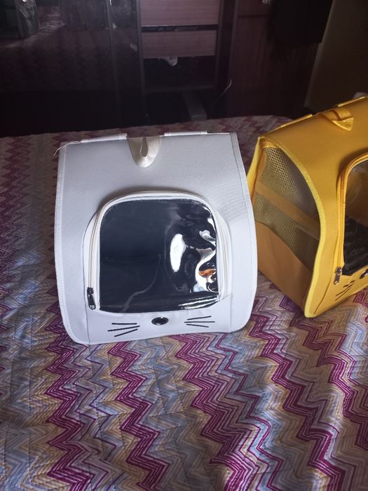 Varias mochilas para transporte de animais
