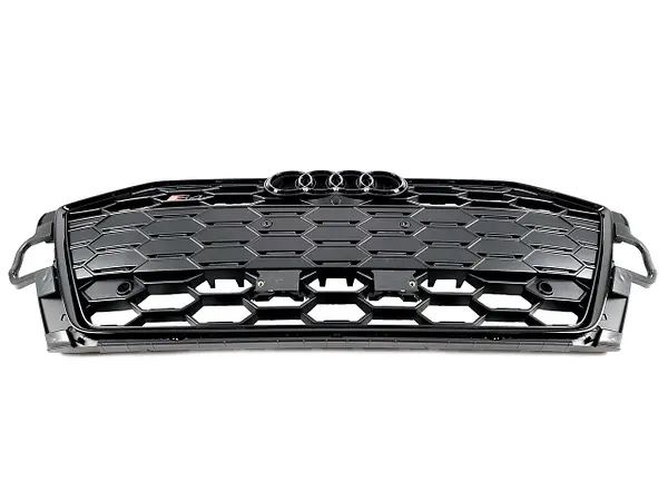 Решітка радіатора Audi A4 B9 2020-2024 стиль RS4 чорний глянець